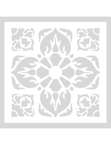 Stencil Floral Baroque Ornament Pioen vierkant